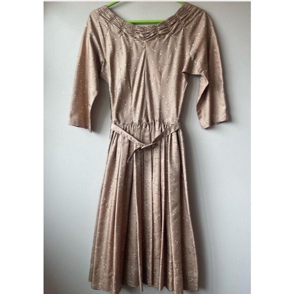 Vintage 50s Party Dress Gold Holiday Christmas 32 26 XS - Picture 9 of 11